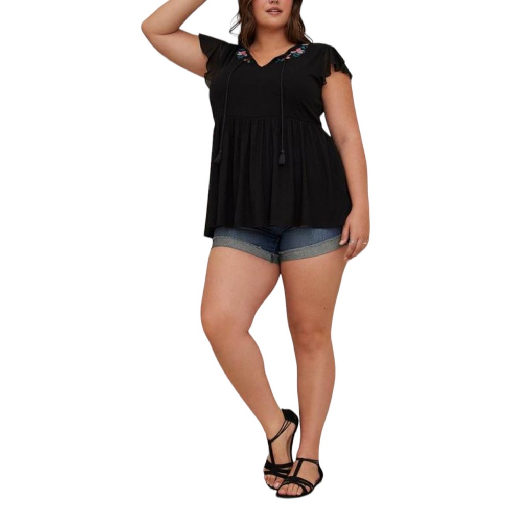 Torrid Jersey Knit embroidered boho top